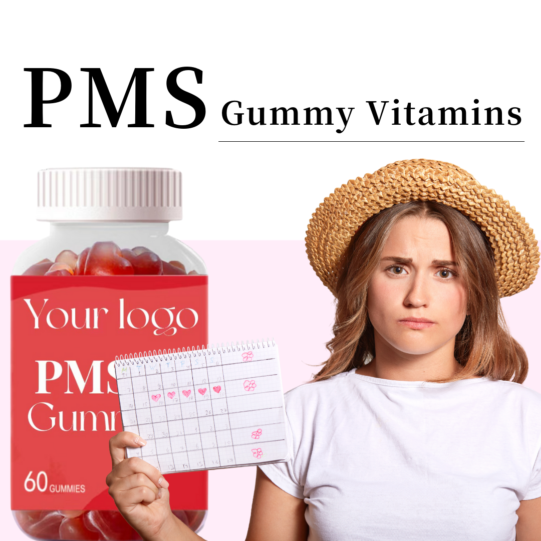 PMS Gummies Health Vitamin Supplement Women Period Pain Relief PMS Gummy Bloating Menstrual Pain Relief Gummies OEM Candies