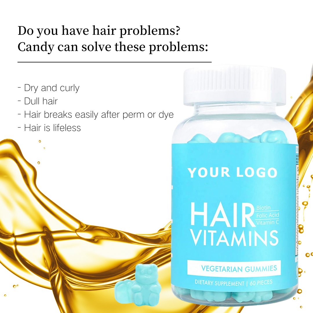 Private Label Organic Vitamins Biotin Gummy For Hair Nails Growth Vitamins Biotin Collagen Gummies Organic Full Spectrum Vitamin