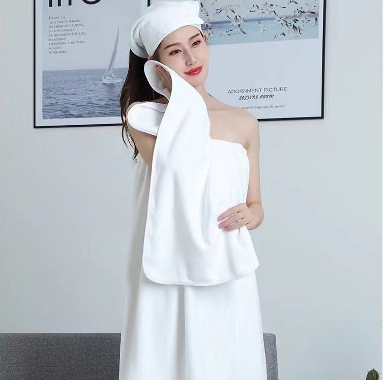 Wholesale Custom Women Lady Microfiber Bath Skirt Bathrobe Dress and Hair Wrap Towel 3 Pieces Bath Towel Set