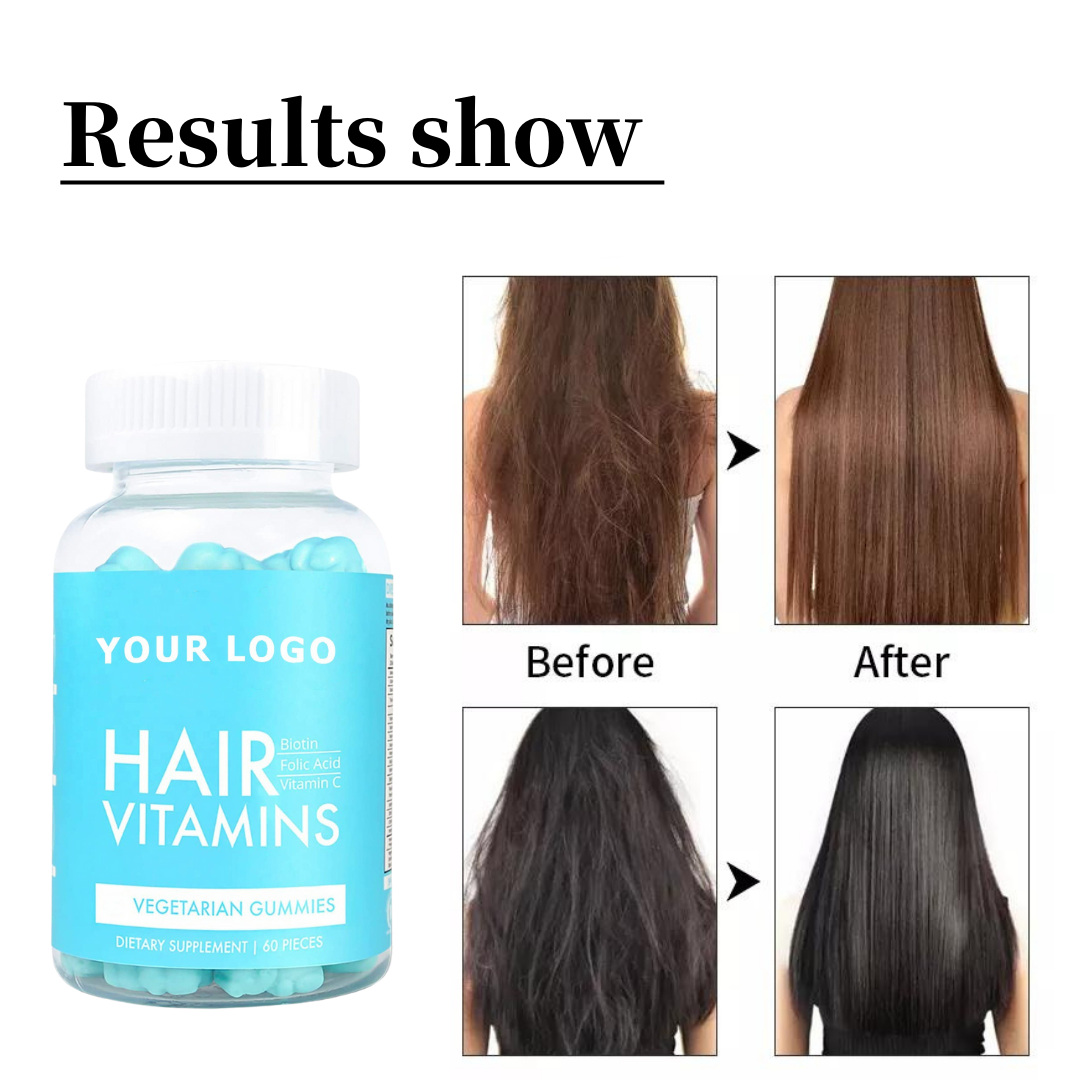 Private Label Organic Vitamins Biotin Gummy For Hair Nails Growth Vitamins Biotin Collagen Gummies Organic Full Spectrum Vitamin