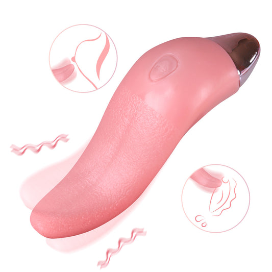 Powerful Licking Rose Tongue Vibrator Massage Clit Nipple Long Pink Vibrating Tongue Vibrator for Woman